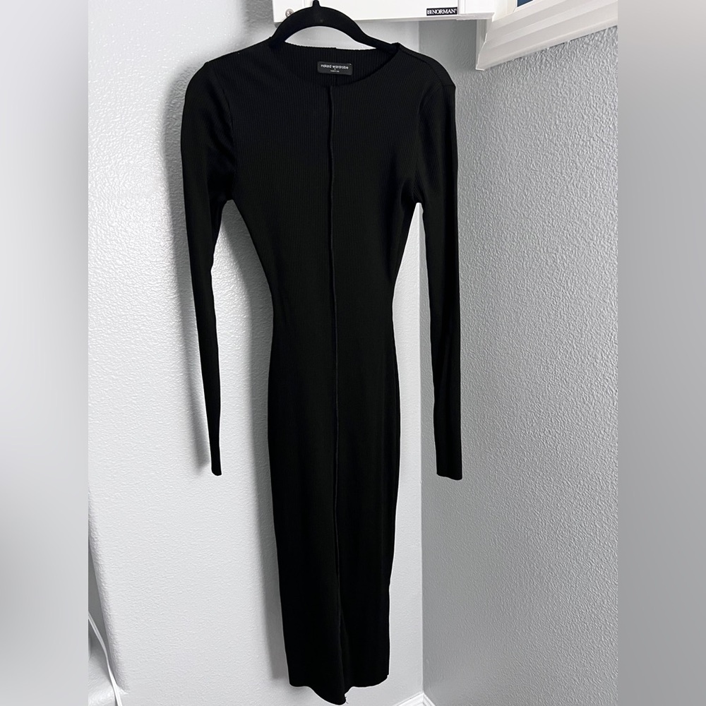 Naked Wardrobe Black Long Sleeve Dress